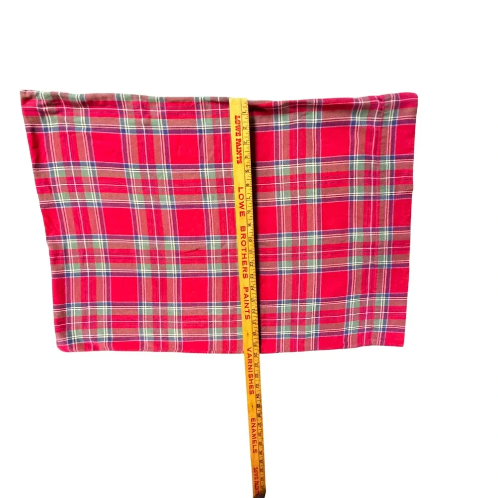 Pottery Barn‎ Kids Plaid Pillowcases Set of 2 Red Green Flannel Made in Portugal